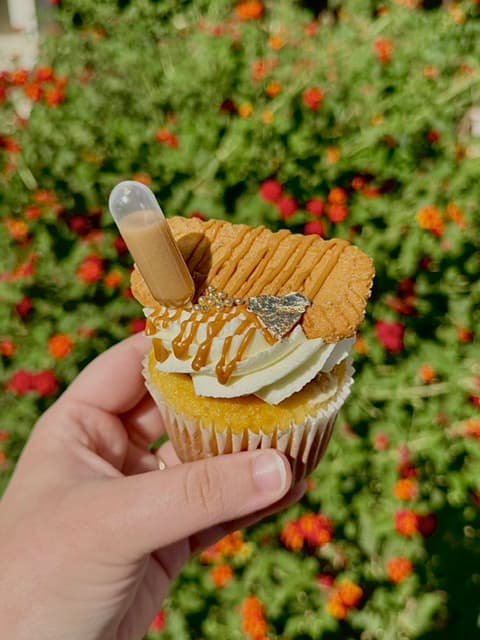 Cookie butter cupcake with swirled frosting